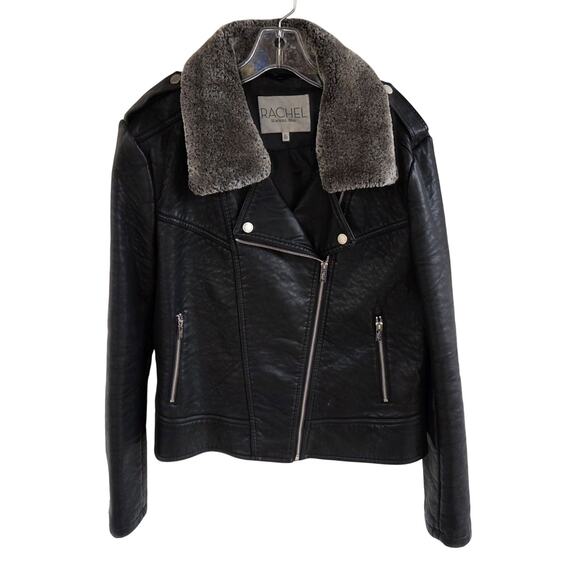 Rachel Roy Faux Leather Moto Jacket XL w/ Removable Fur Collar - Picture 3 of 16